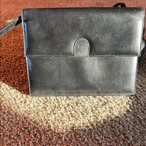 Elegant Vintage Dior Black Leather Men's Bag